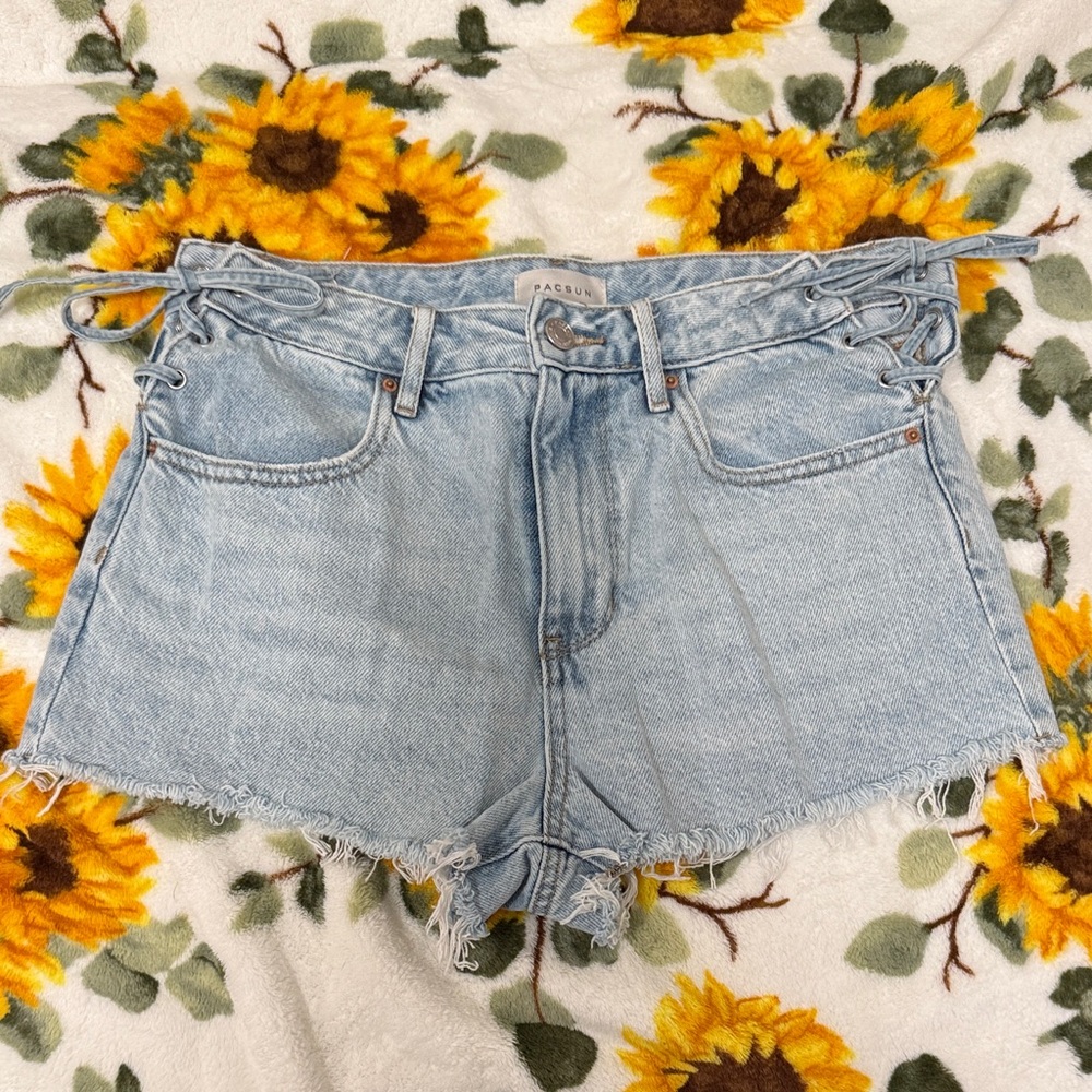 Women's PacSun High Rise Bow Jean Shorts